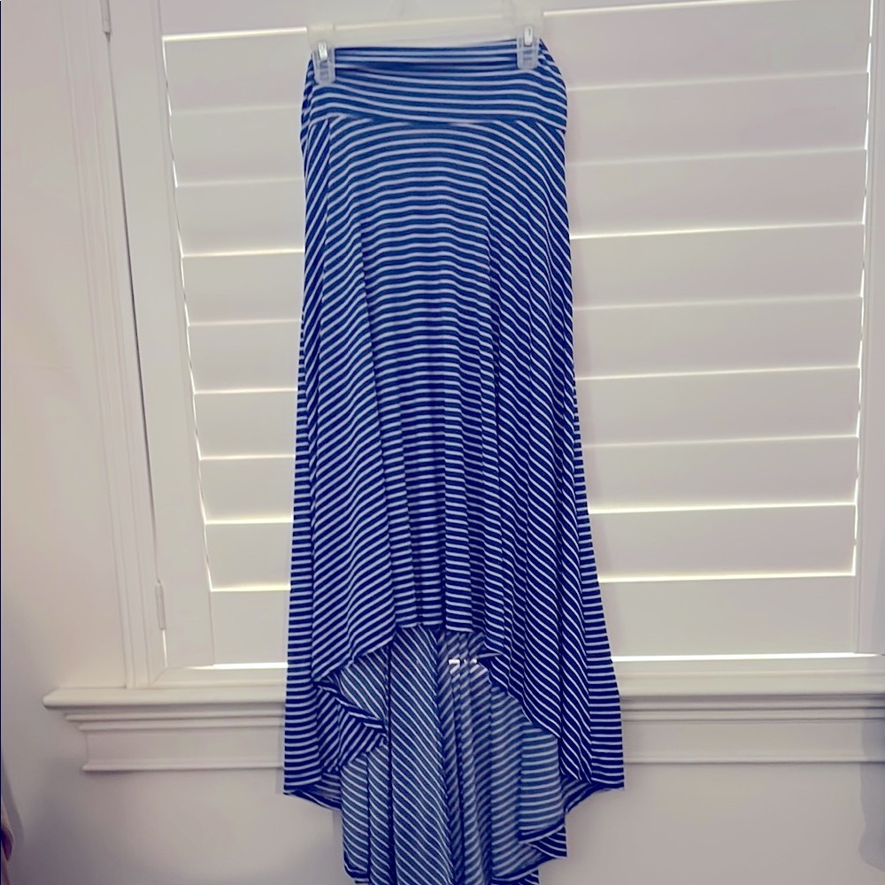 EUC Stretchy Blue Striped Maxi Women's Skirt